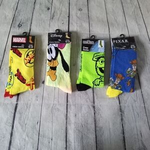 NWT Lot Of 4 Men's Character Socks - 9-13